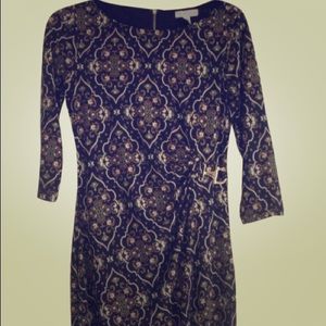 Charter Club Navy/Gold Ruched Dress